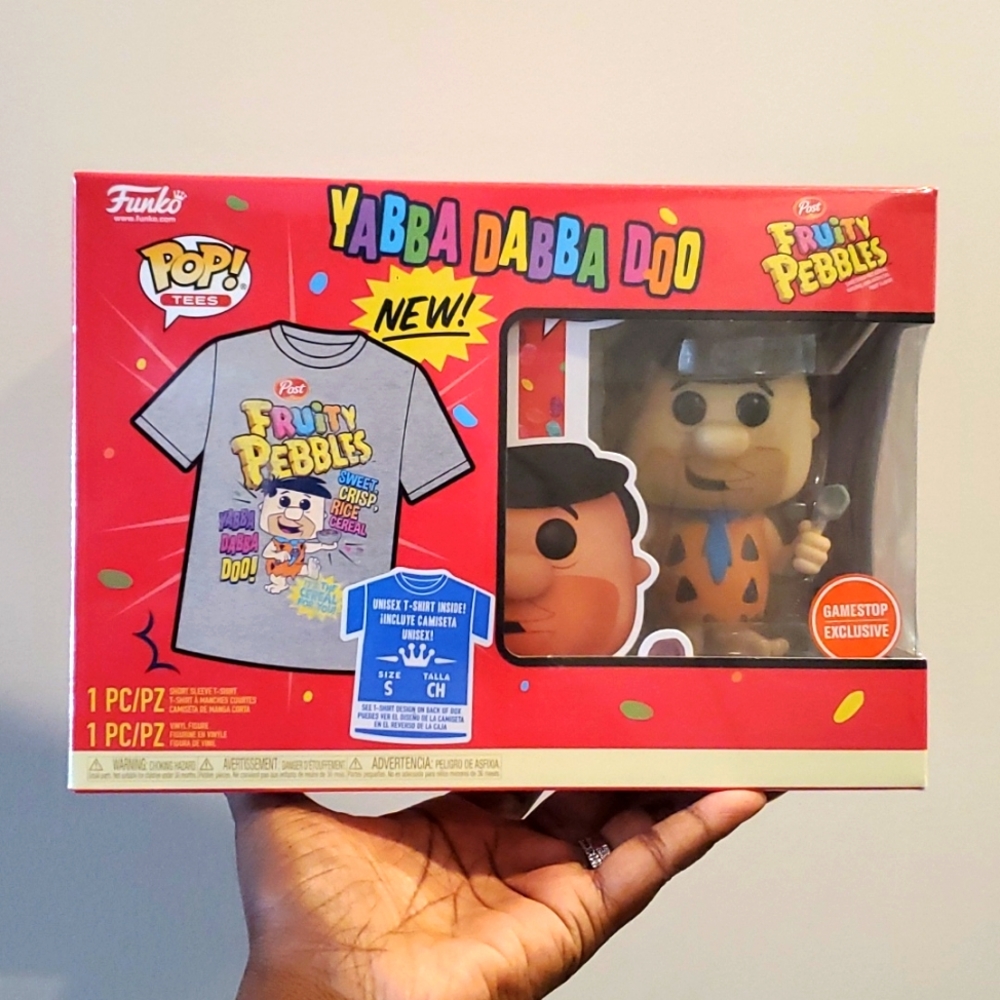 Yabba Dabba Doo Fred Flinestone Fruity Pebbles Funko Pop & TEE Bundle - Small